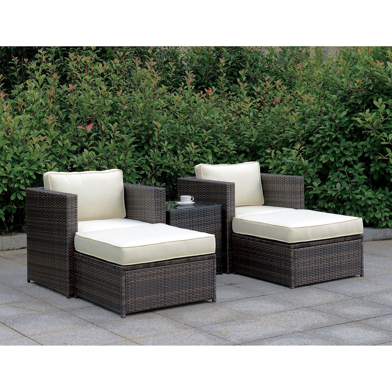 Furniture of America - FOA Ilona Outdoor Chair, Ottoman and End Table Set