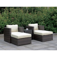 Contemporary Outdoor Chair, Ottoman and End Table Set
