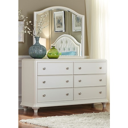 6-Drawer Dresser with Arched Mirror