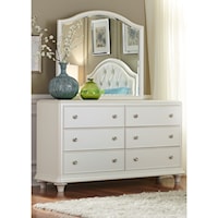 Glam 6-Drawer Dresser with Arched Mirror