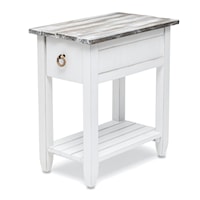 Coastal Picket Fence 1-Drawer Chairside Table - Grey