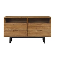 Contemporary 4-Drawer Dresser with Shelves