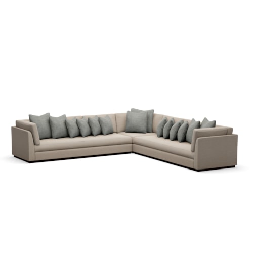 Mid-Century Modern L-Shaped Sectional with Tuxedo Arms