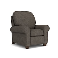 Contemporary High Leg Recliner with Rolled Arms