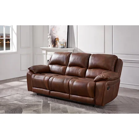 Casual Power Reclining Sofa with Pillow Arms