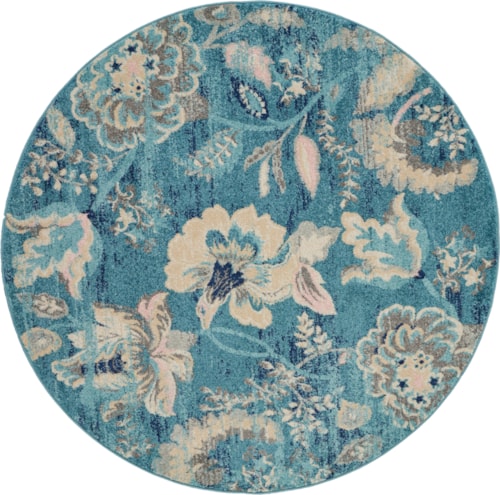 5'3"  Turquoise Round Rug