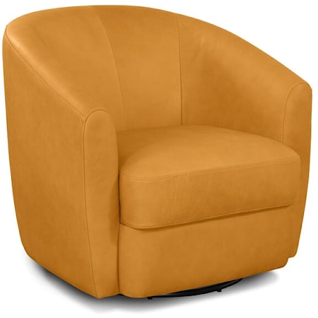 Dorset Contemporary Swivel Base Barrel Chair with Attached Cushions