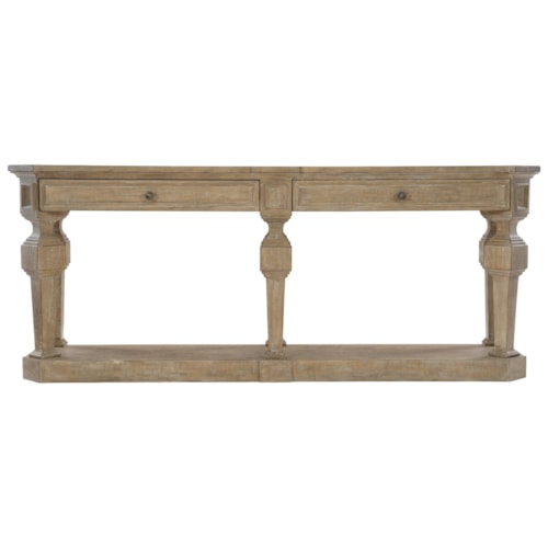 Traditional 2-Drawer Console Table with Turned Legs
