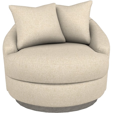 Customizable Swivel Barrel Chair with Two Pillows