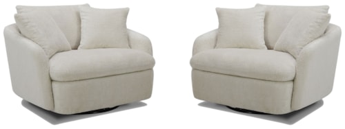 Casual Oversized Swivel Chair with Toss Pillows (Set of 2)