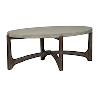 Contemporary Oval Cocktail Table with Concrete Top