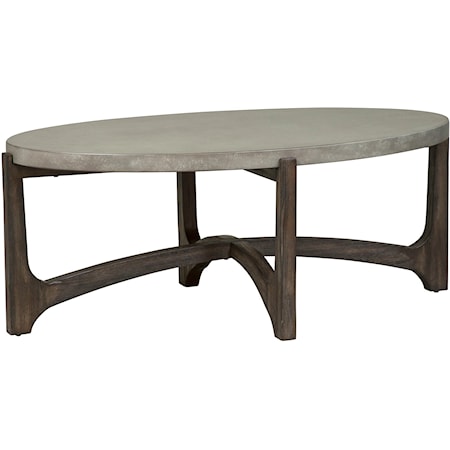 Contemporary Oval Cocktail Table with Concrete Top