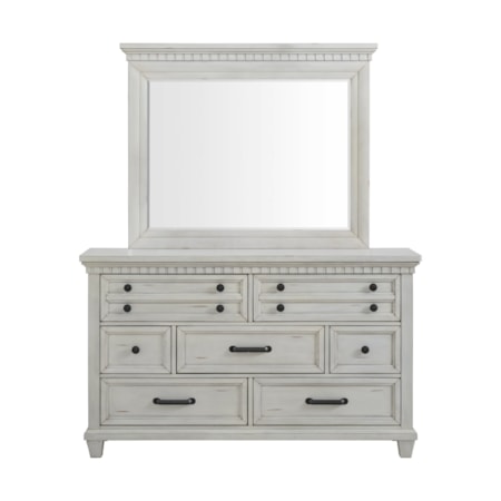 7-Drawer Dresser and Landscape Mirror Set