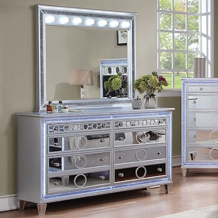 Glam 6-Drawer Dresser and Mirror Set