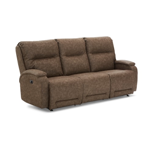Casual Space Saver Power Reclining Sofa with Power Tilt Headrest and USB Port