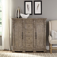 Transitional Four-Drawer Two-Door Chesser with Adjustable Shelves