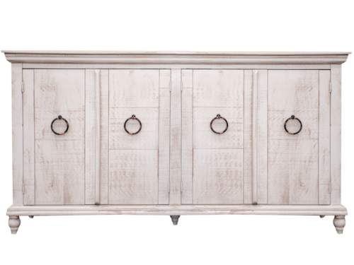 Transitional 4-Door Console with Fixed Shelves