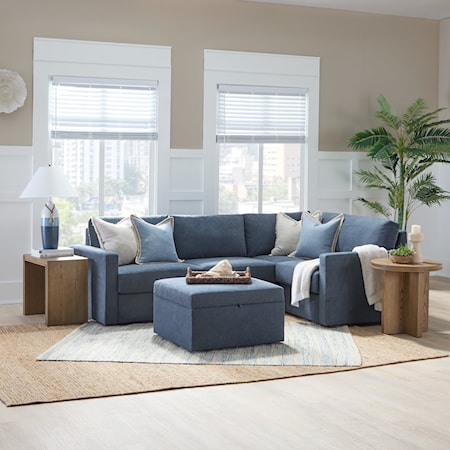 4-Seat Sectional Sofa with Storage Ottoman