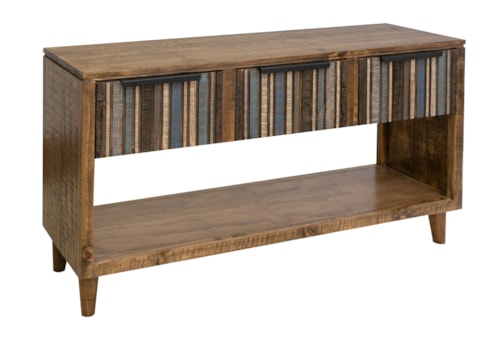 Rustic 3-Drawer Sofa Table