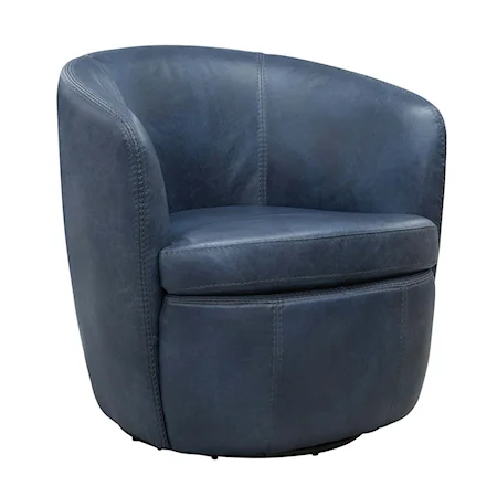 Transitional Swivel Club Chair with Barrel Seat