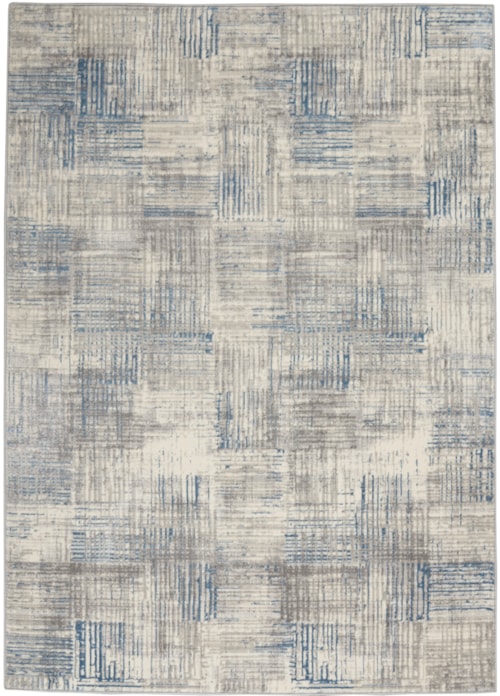 5'3" x 7'3" Ivory/Grey/Blue Rectangle Rug