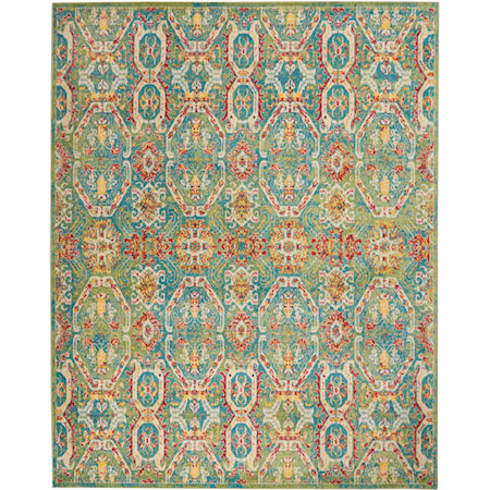 9' x 12' Turquoise Multicolor Rectangle Rug