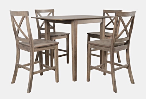Coastal 5-Piece Counter Dining Set with Drop Leaves