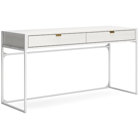 White Home Office Desk with 2 Drawers