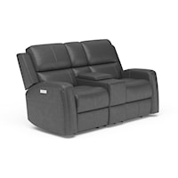 Power Reclining Console Loveseat with Power Headrests and Lumbar