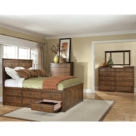 Queen Panel Bed with 12 Storage Drawers