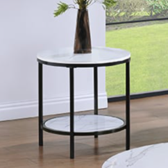 Contemporary Round End Table with Storage Shelf
