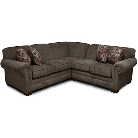 Contemporary 2-Piece Sectional Sofa with Rolled Arms