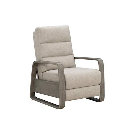 Transitional Push Back Recliner with Wood Frame