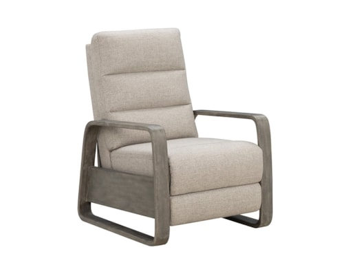 Transitional Push Back Recliner with Wood Frame