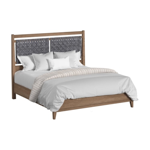 Transitional King Bed with Woven Headboard