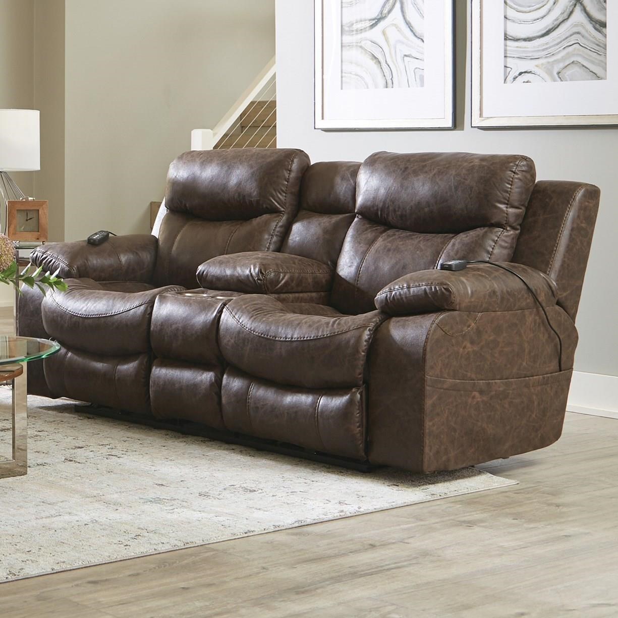 reclining sofa with console and massage