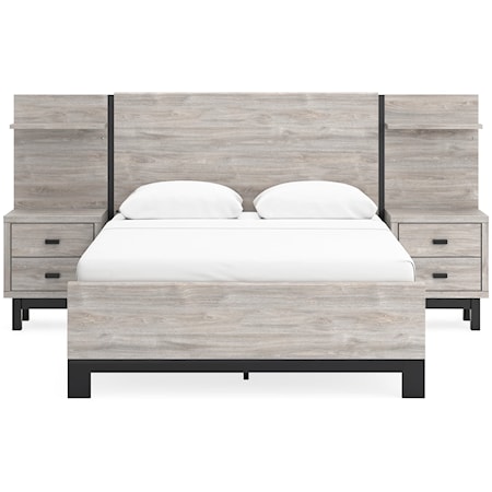 Contemporary Queen Panel Bed with Extensions