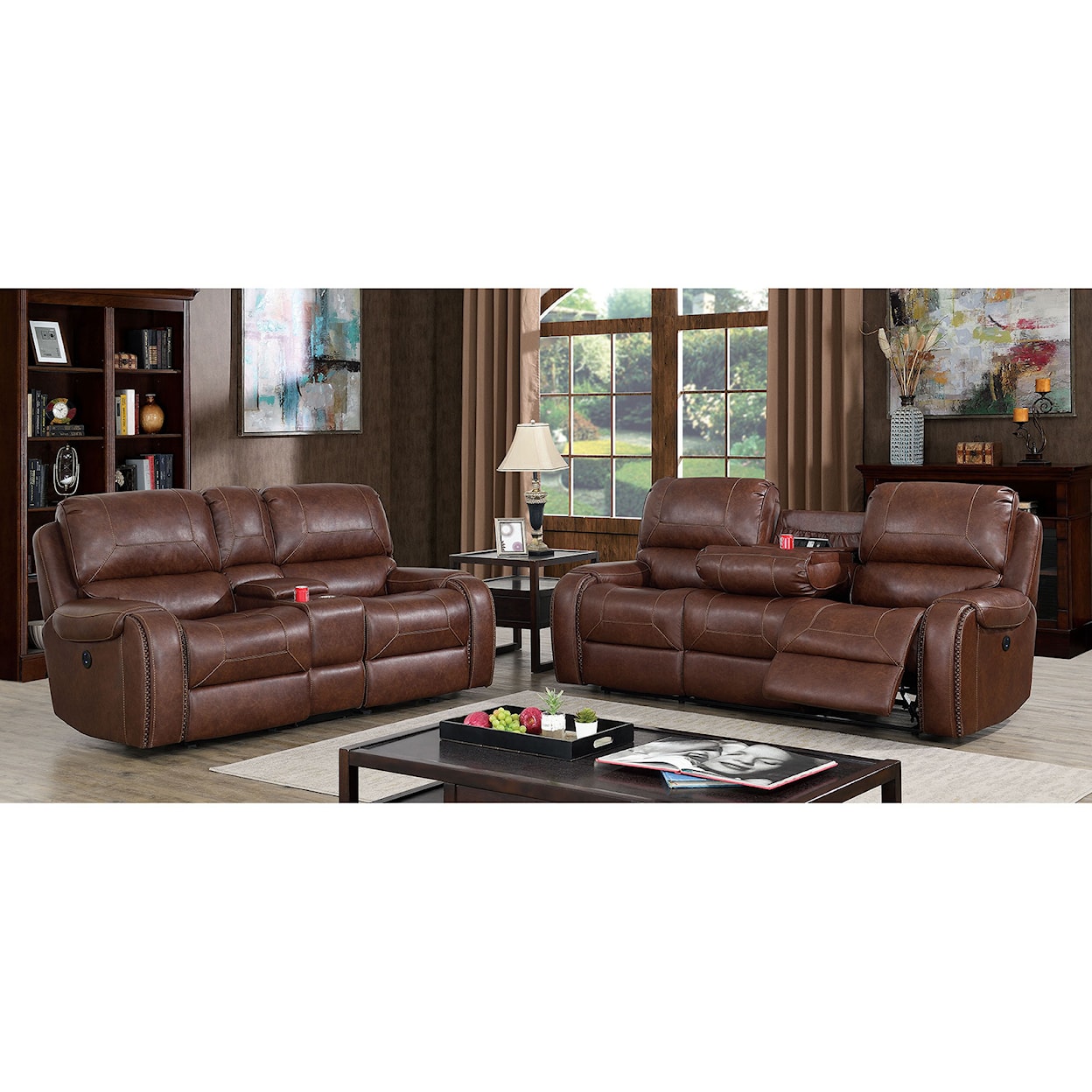 Furniture of America Walter Power Motion Sofa and Loveseat Set 