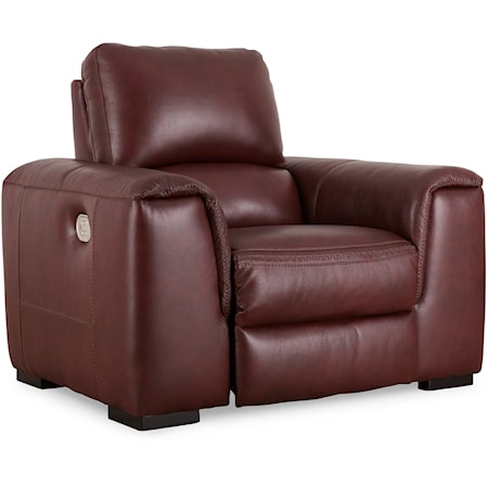Contemporary Leather Match Power Recliner