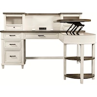 Farmhouse Pedestal Desk and Return with Built-in A/C and USB Ports