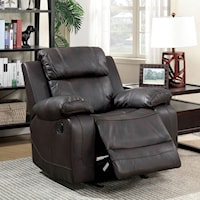 Transitional Padded Recliner with Pillow Arms