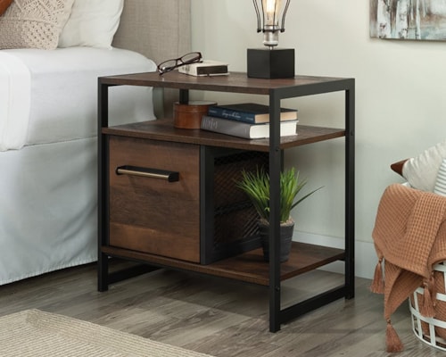 Industrial Adjustable Nightstand with Metal Frame