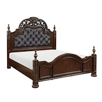 Traditional King Bed with Upholstered Headboard