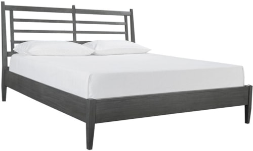 Contemporary Queen Slat Bed with USB ports