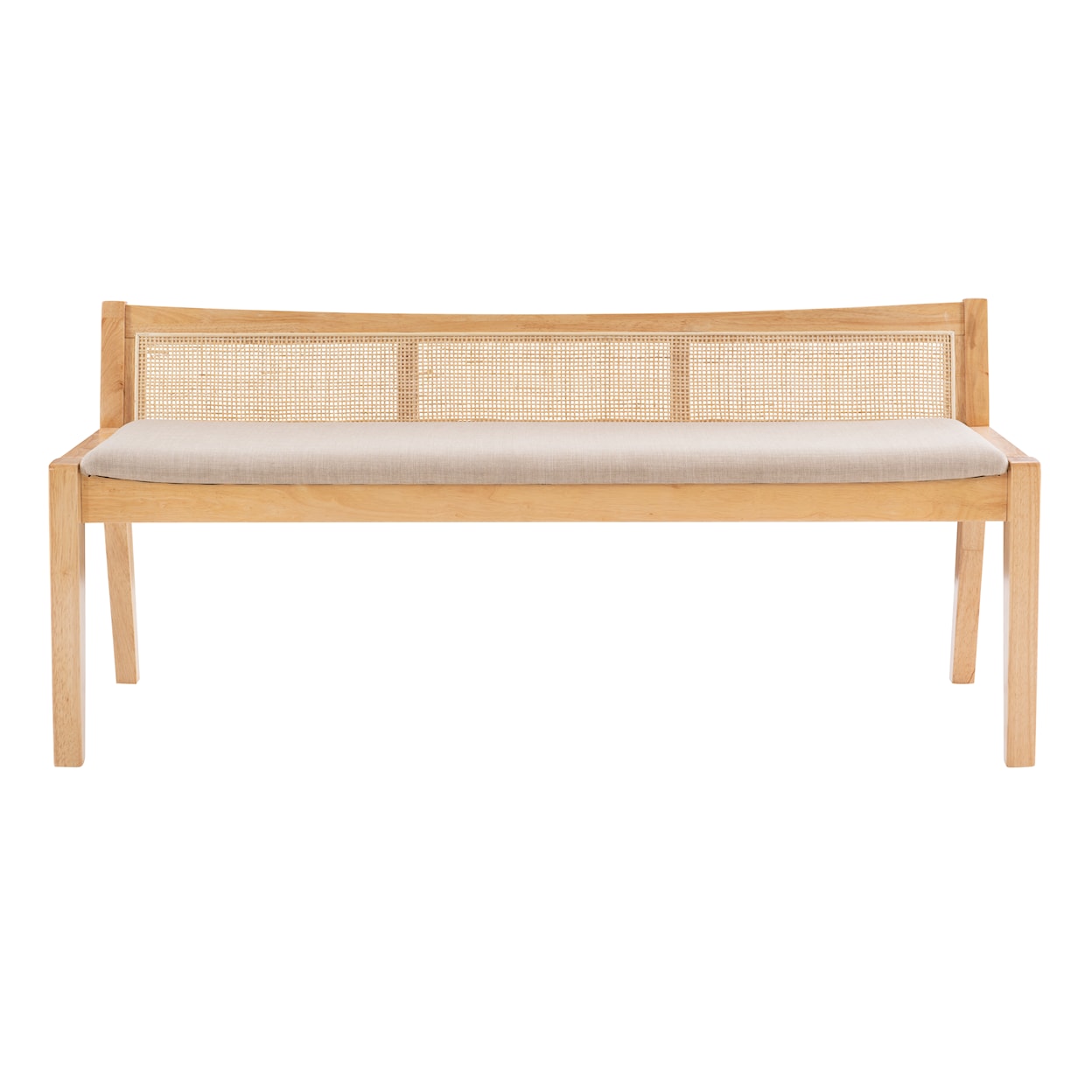 Powell Nassau Rattan Cane Bench with Back, Beige