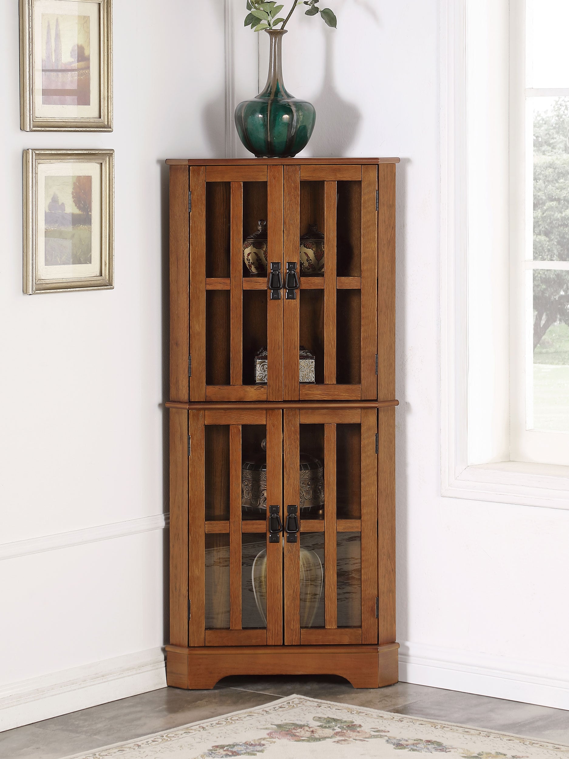 Coreosis Wood Corner Curio Cabinet