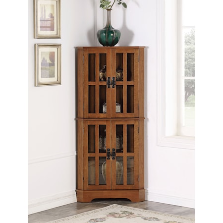 Coreosis Wood Corner Curio Cabinet