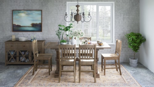 Farmhouse 6-Piece Counter Table Bench and Stool Set
