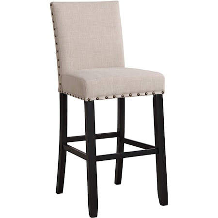 Transitional Upholstered Bar Stool w/Nail-head Trim