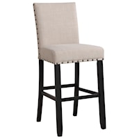 Transitional Upholstered Bar Stool w/Nail-head Trim